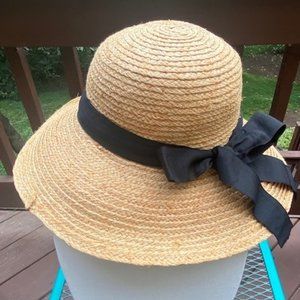 HBY Miami Straw Hat w/ Black Ribbon Bow